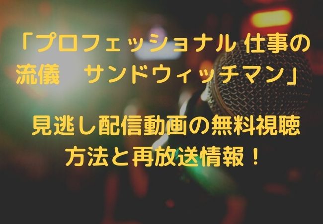 プロフェッショナル サンドウィッチマン の再放送と見逃し配信動画を無料で視聴する方法 シナノマチ情報局